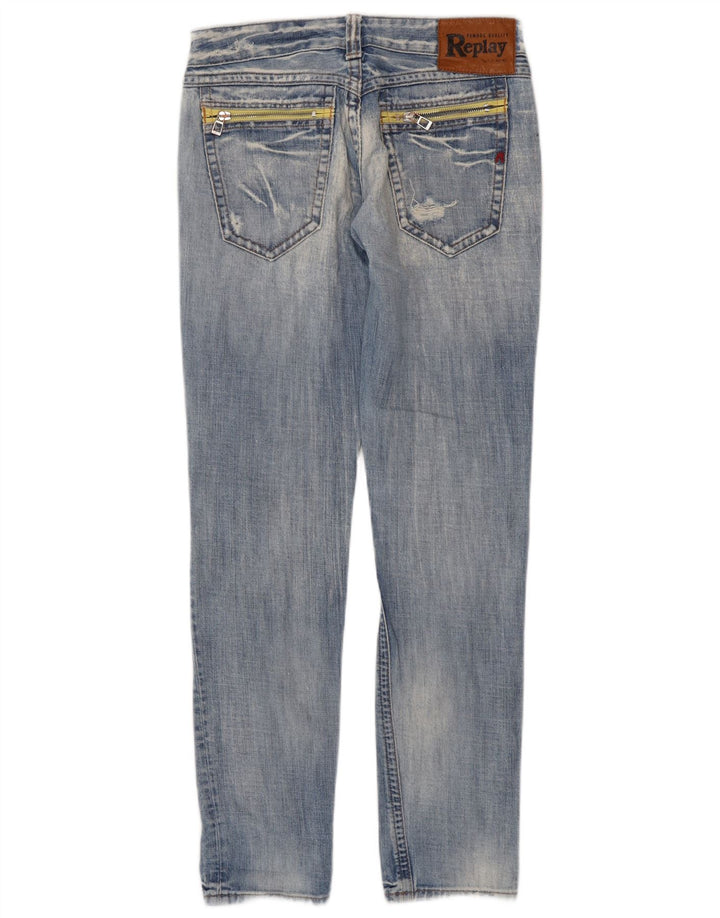 Replay Jeans slim invecchiati da donna W27 L32 cotone blu