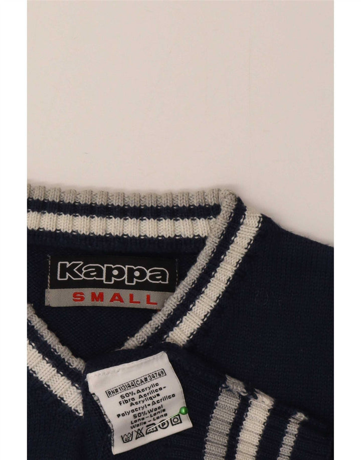 Maglione Kappa da uomo con scollo a V piccolo acrilico a righe blu navy