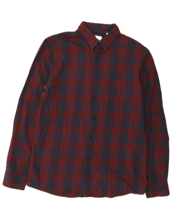 Camicia da uomo classica Jack Wills in cotone a quadretti bordeaux medio