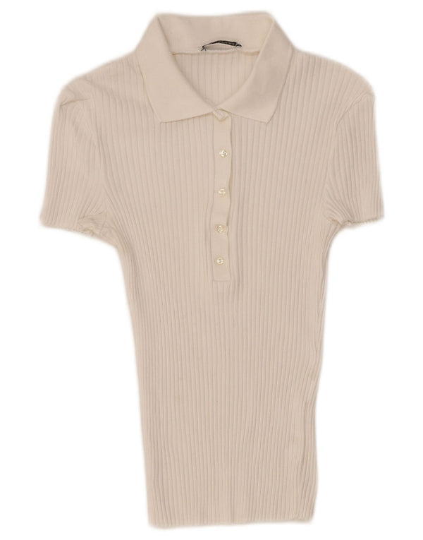 Polo Zara da donna a maniche corte slim fit UK 12 media bianca