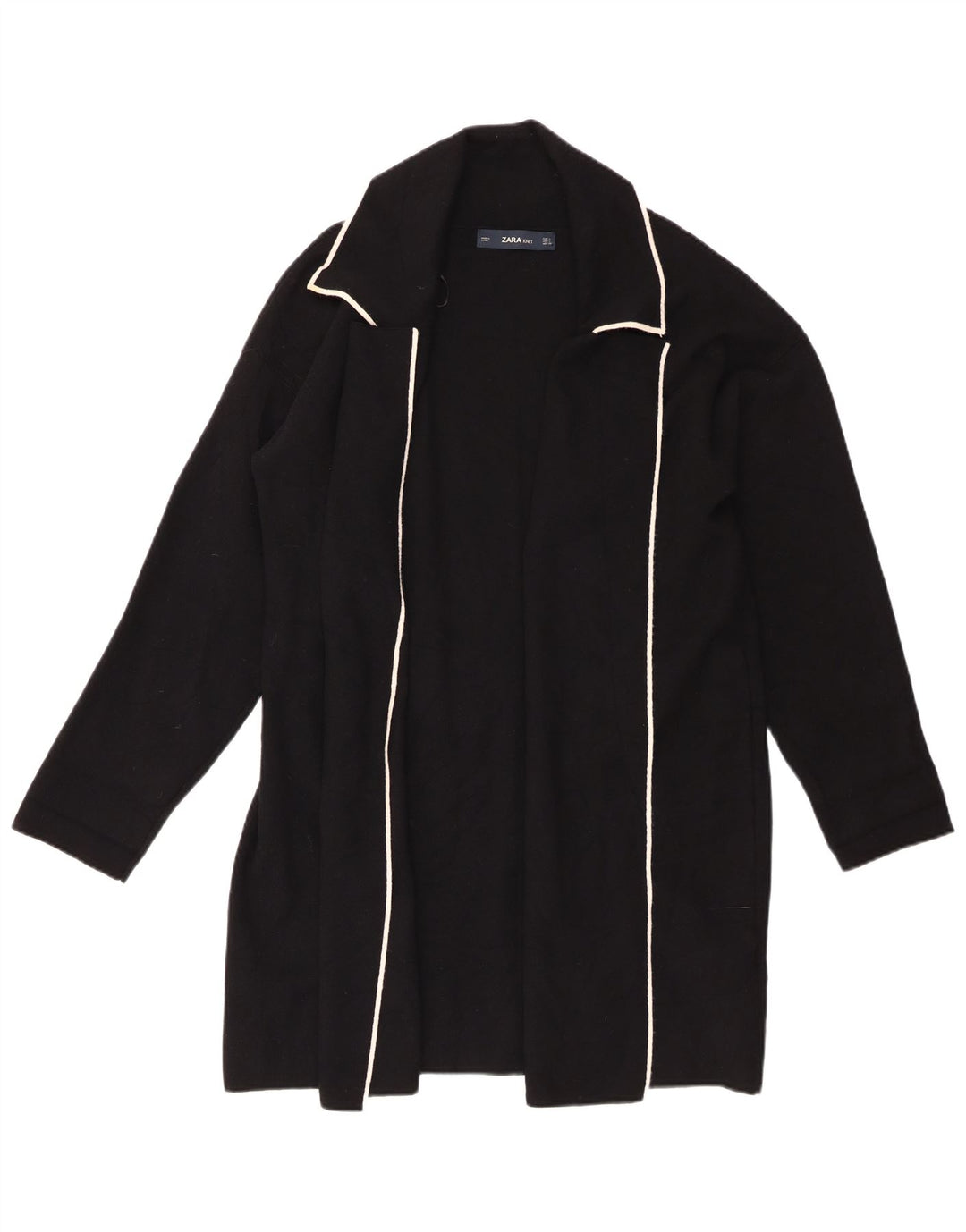 Maglione cardigan aperto da donna Zara UK 16 grande viscosa nera