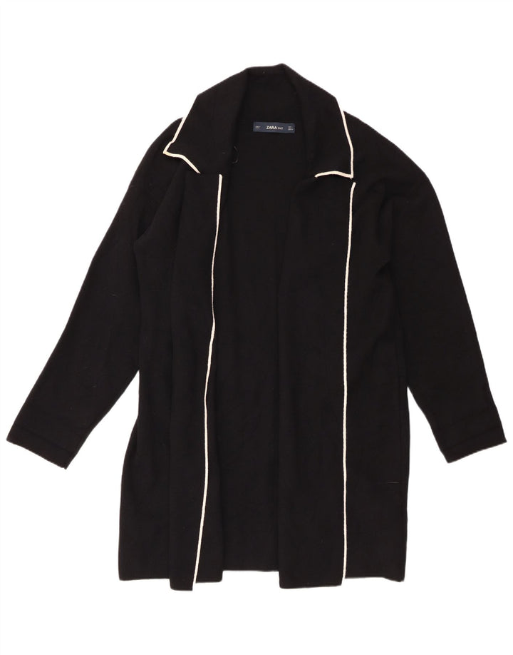 Maglione cardigan aperto da donna Zara UK 16 grande viscosa nera