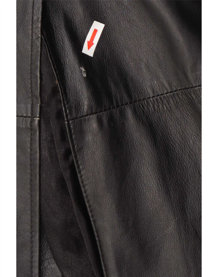 Calculus Cappotto lungo in pelle da donna vestibilità ampia UK 4 XS Nero