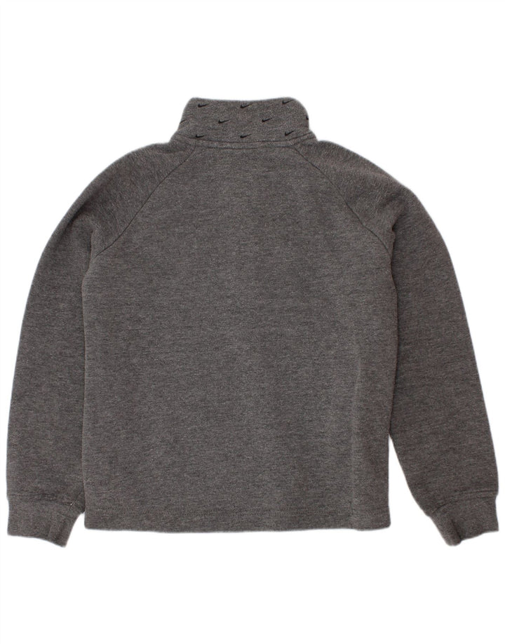 Felpa Nike da bambino con grafica con zip e collo, 5-6 anni, cotone grigio medio