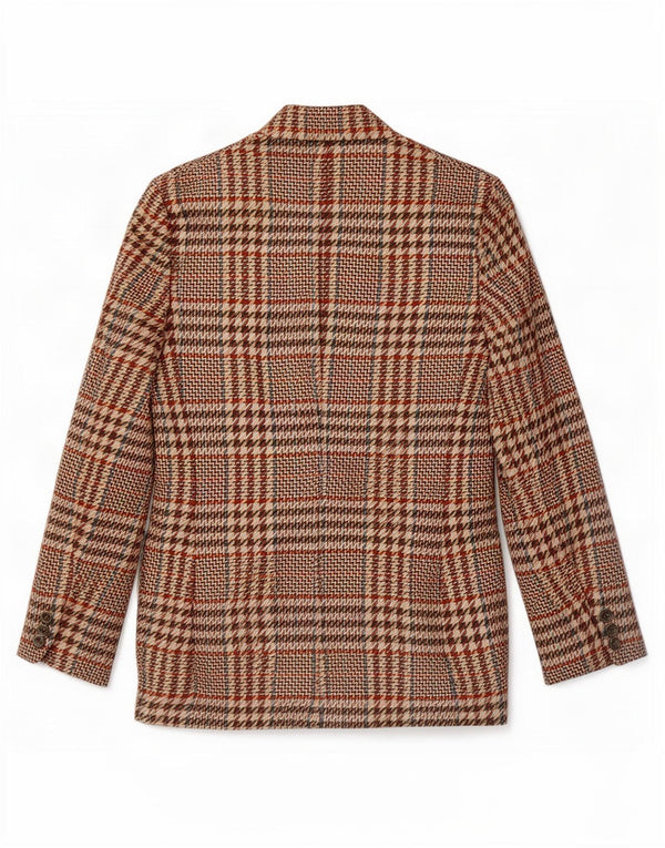 Giacca Blazer da Uomo a 3 Bottoni Romano IT 46 Piccolo Pied De Poule Marrone