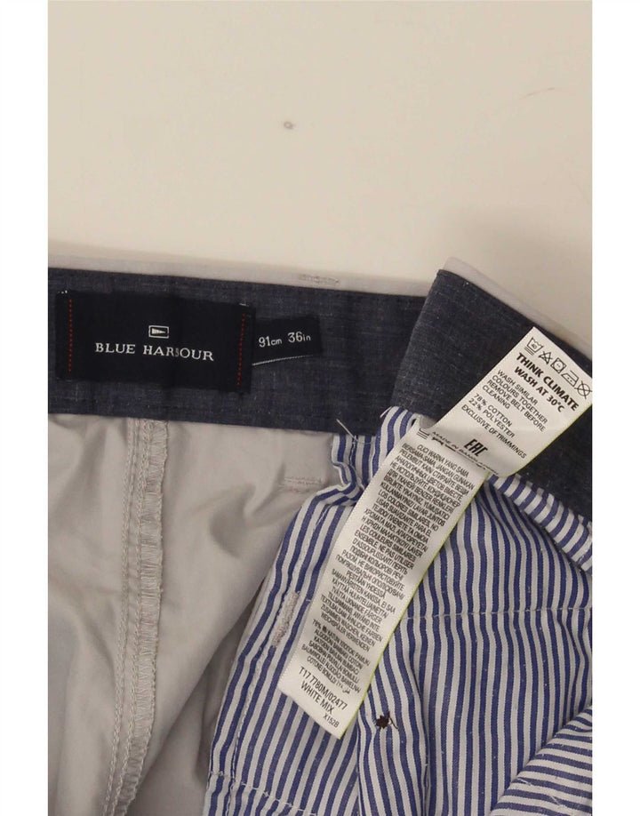 Pantaloncini chino da uomo Marks & Spencer blu Harbour W36 grandi cotone grigio