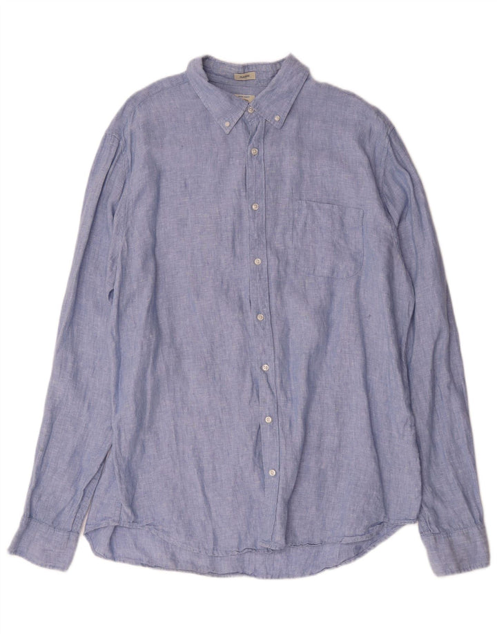 J. Crew Camicia da uomo alta vestibilità classica XL Lino blu