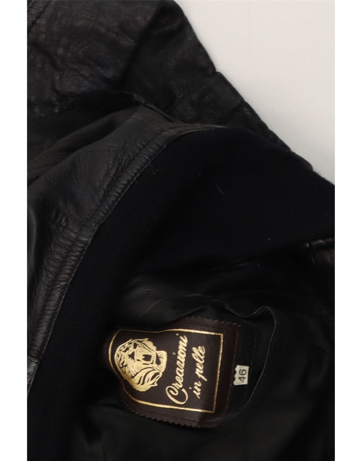 Giacca in pelle da donna vintage IT 46 grande in pelle nera