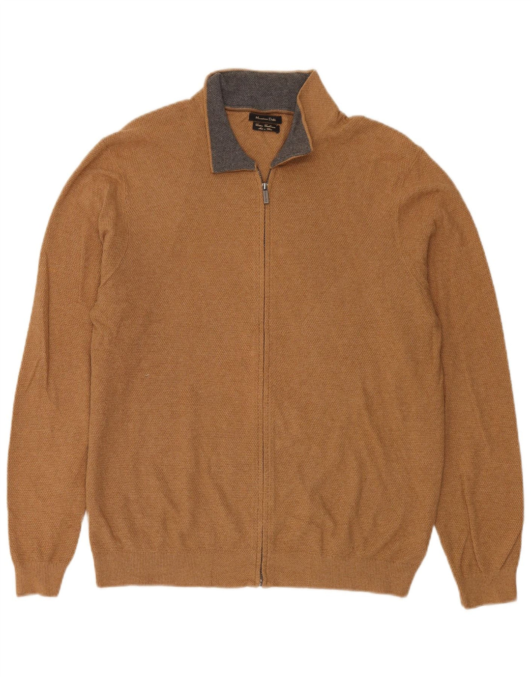MASSIMO DUTTI Maglione cardigan da uomo grande in cotone marrone