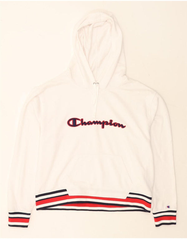 Maglione con cappuccio grafico da donna CHAMPION UK 20 2XL Cotone color block bianco