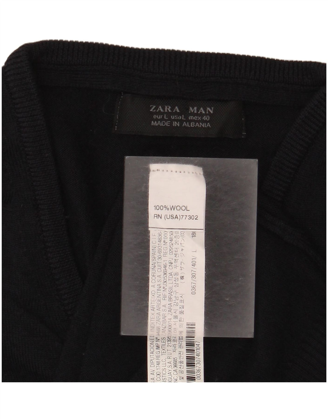 ZARA Canotta da Uomo Canotta Grande in Lana Blu Navy
