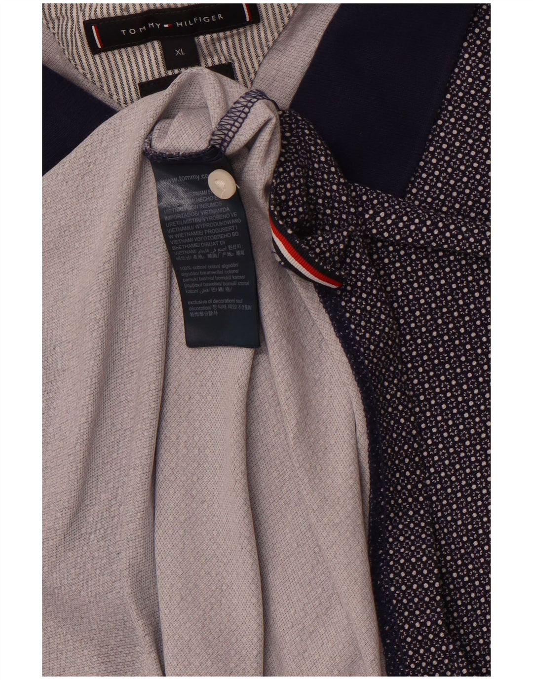 TOMMY HILFIGER Polo da uomo XL in cotone maculato blu navy