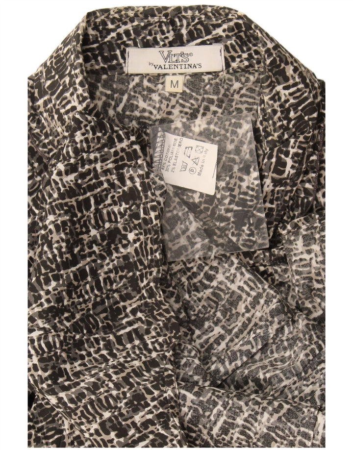 Camicia da donna con motivo astratto di Valentina UK 14 Cotone grigio medio