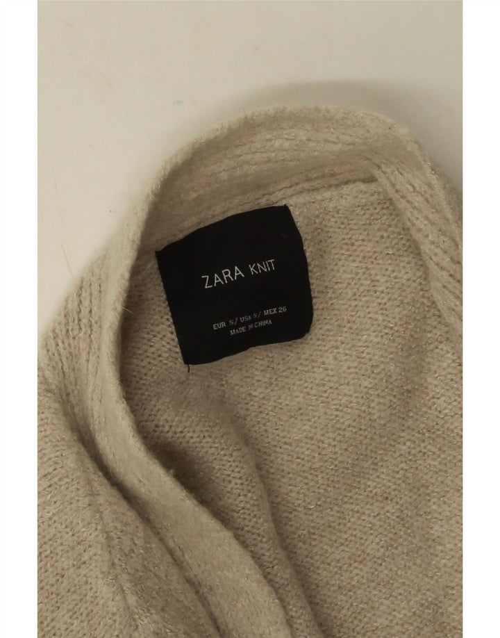 Maglione cardigan aperto da donna Zara UK 10 piccolo beige