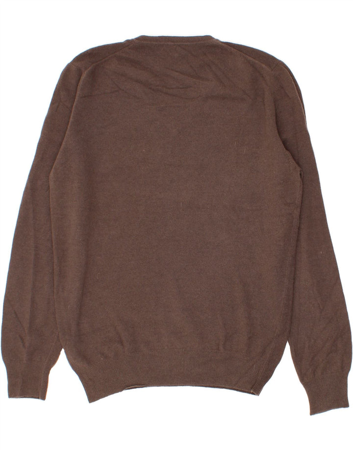 BENETTON Mens V-Neck Jumper Sweater XL Brown Wool Vintage Benetton and Second-Hand Benetton from Messina Hembry 