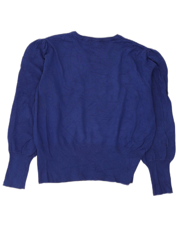 Maglione maglione girocollo corto da donna Marks & Spencer UK 16 grande blu navy