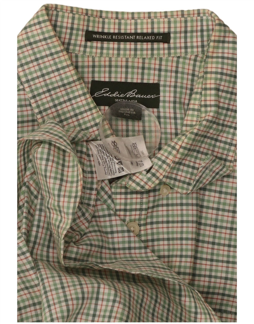 Eddie Bauer Camicia da uomo in flanella dalla vestibilità comoda e alta XL in cotone a quadri verde