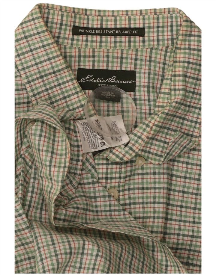 Eddie Bauer Camicia da uomo in flanella dalla vestibilità comoda e alta XL in cotone a quadri verde