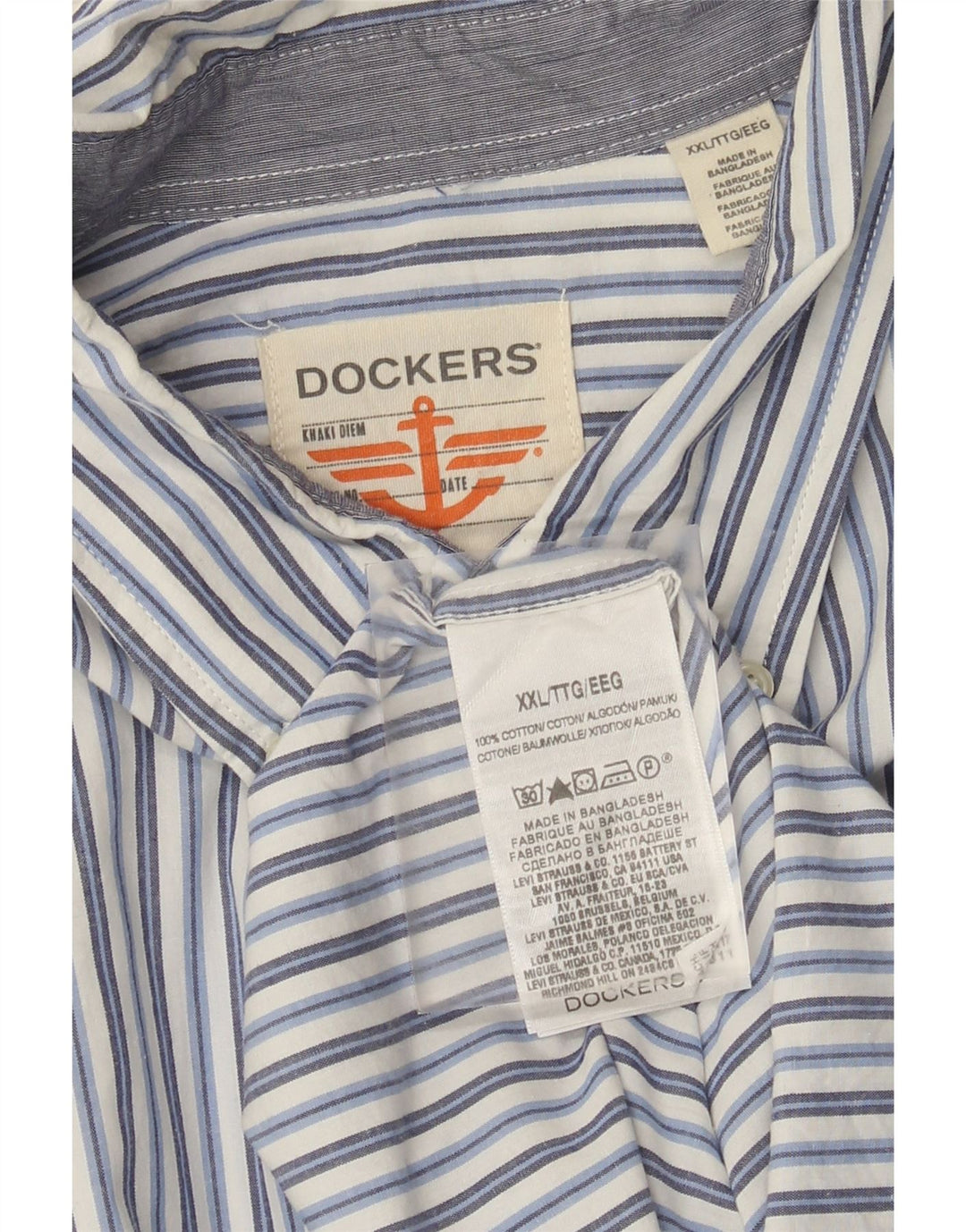 Camicia da uomo Dockers 2XL cotone a righe blu