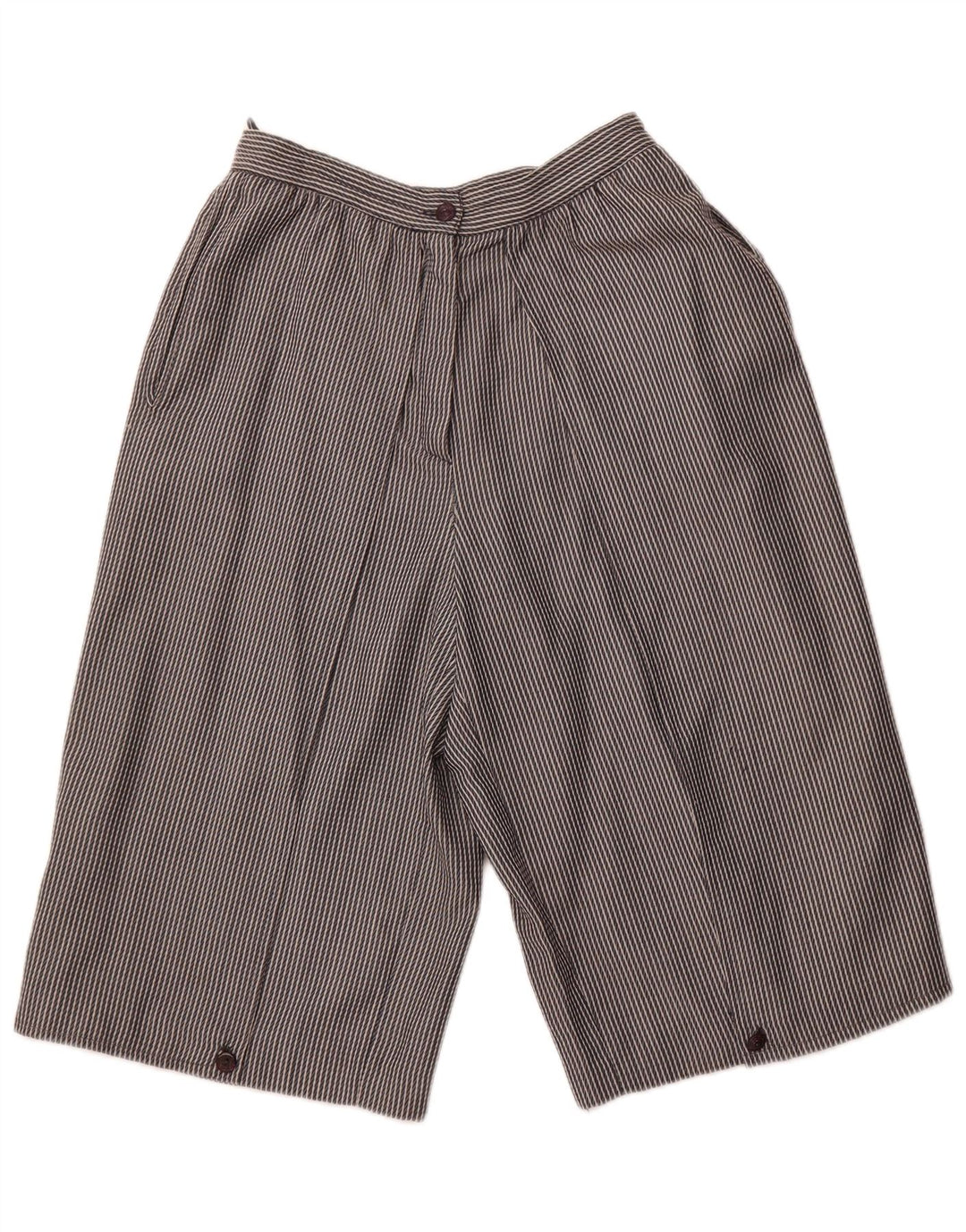 Bermuda da donna a vita alta VINTAGE IT 44 medio W26 grigio a righe