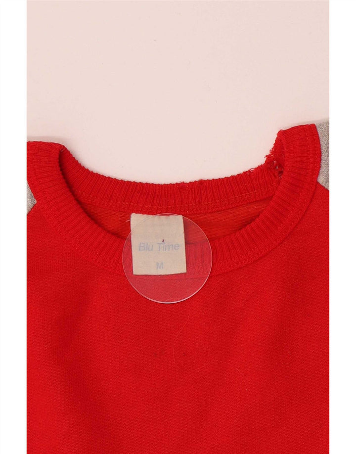 Felpa grafica da uomo vintage in cotone color block rosso medio