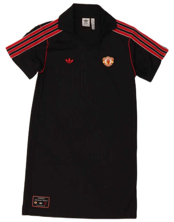 Adidas Womens Manchester United Polo Dress UK 8/10 Small Black Pinstripe