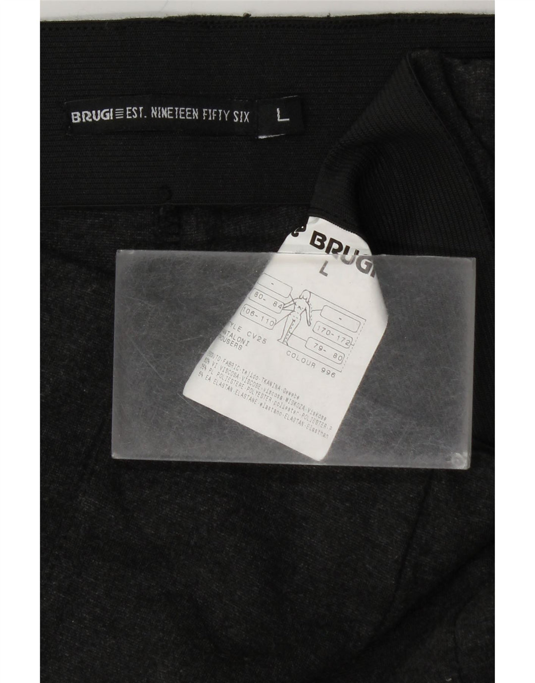 Pantaloni casual slim da donna BRUGI grandi W32 L28 viscosa nera