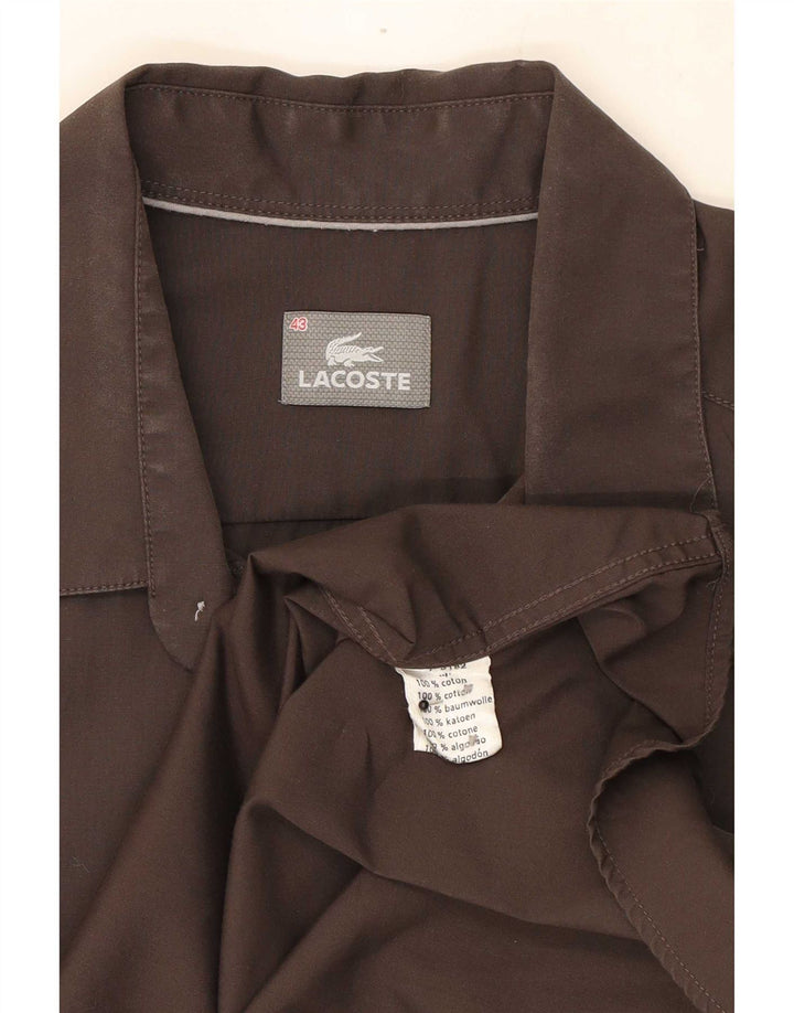 Camicia da uomo Lacoste taglia 43 grande in cotone marrone