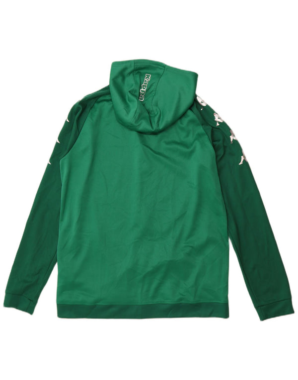 Felpa con cappuccio e zip grafica da uomo Kappa XL in poliestere color block verde