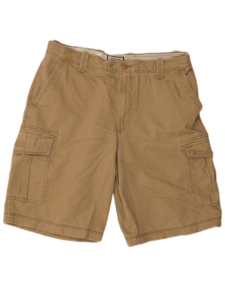 IZOD Mens Cargo Shorts W32 Medium  Beige Cotton