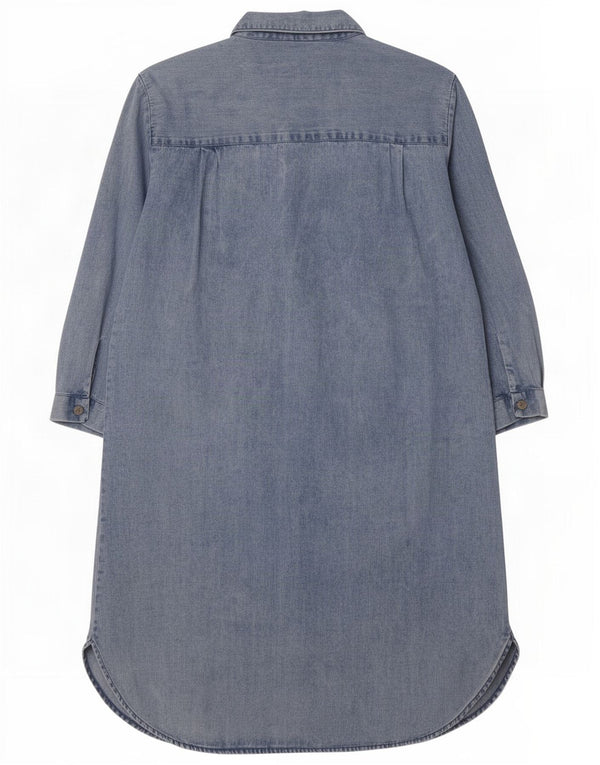 Abito in denim con maniche a 3/4 da donna Zara UK 14 grande cotone blu