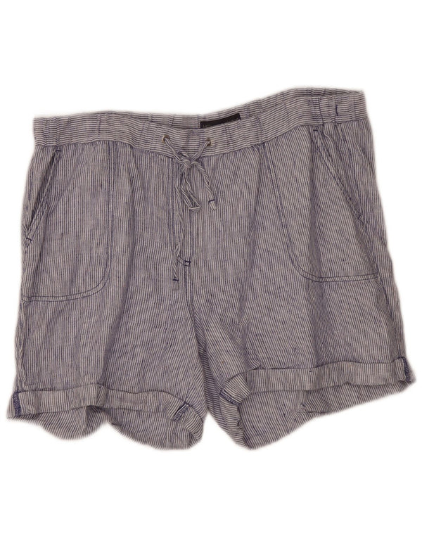 Pantaloncini casual da donna Marks & Spencer taglia 18 W36 L5 lino a righe blu