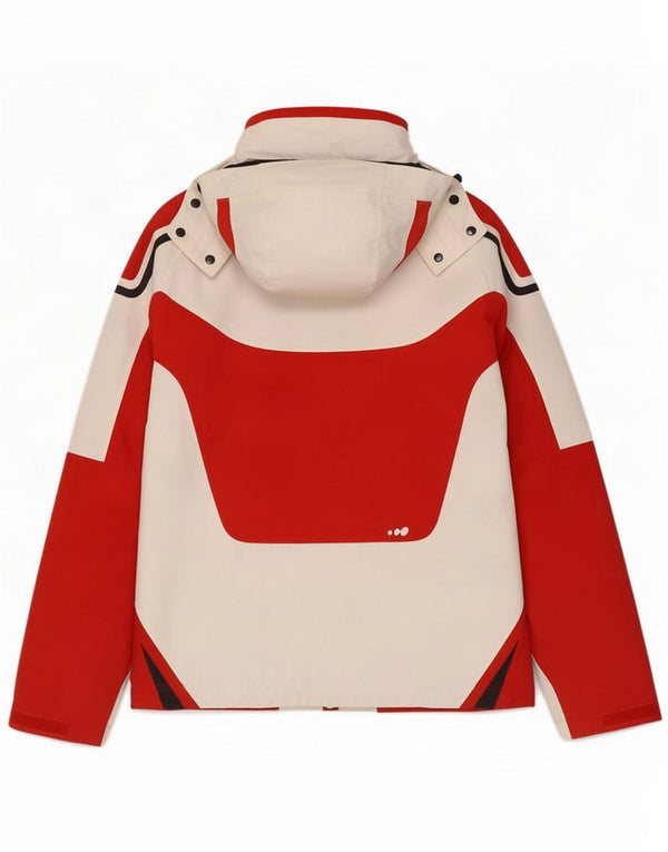 Wed'Ze Mens Hooded Ski Jacket UK 34 XS Red Colourblock Polyamide