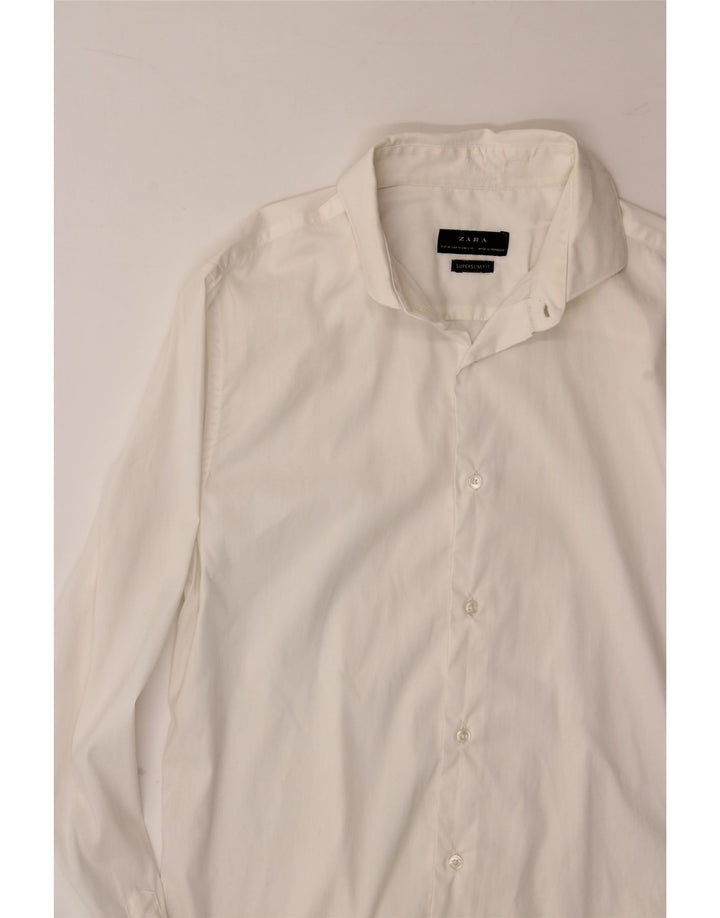 ZARA Mens Slim Fit Formal Shirt Medium White Cotton Vintage Zara and Second-Hand Zara from Messina Hembry 