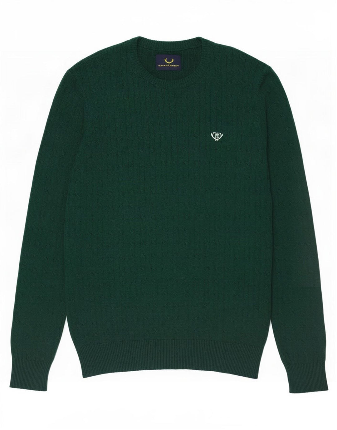 Maglione maglione girocollo da uomo vintage in cotone verde medio