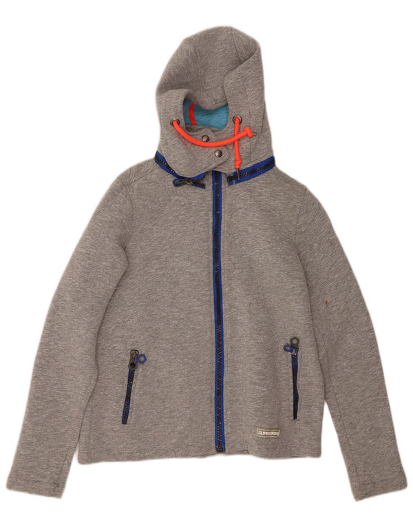 Maglione con cappuccio e zip da donna SUPERDRY UK 10 piccolo poliestere grigio