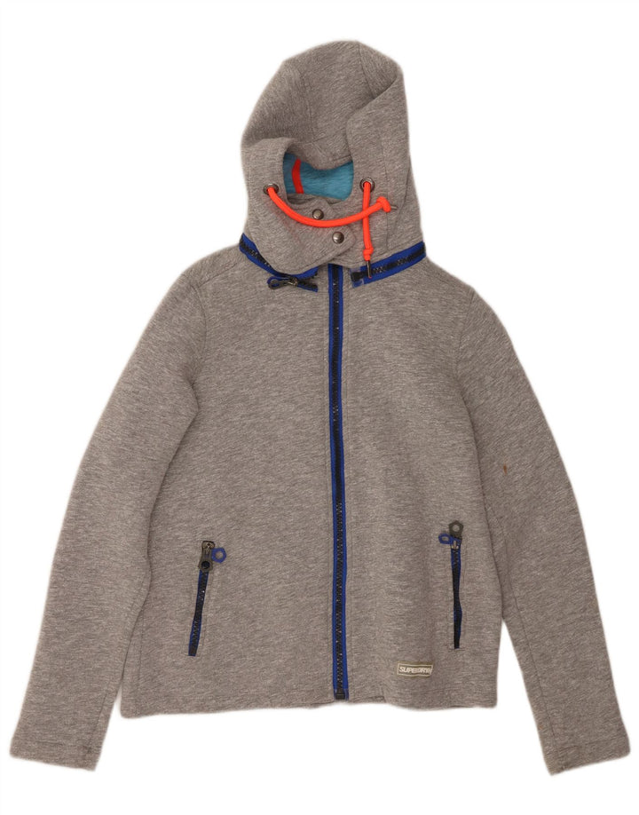 Maglione con cappuccio e zip da donna SUPERDRY UK 10 piccolo poliestere grigio