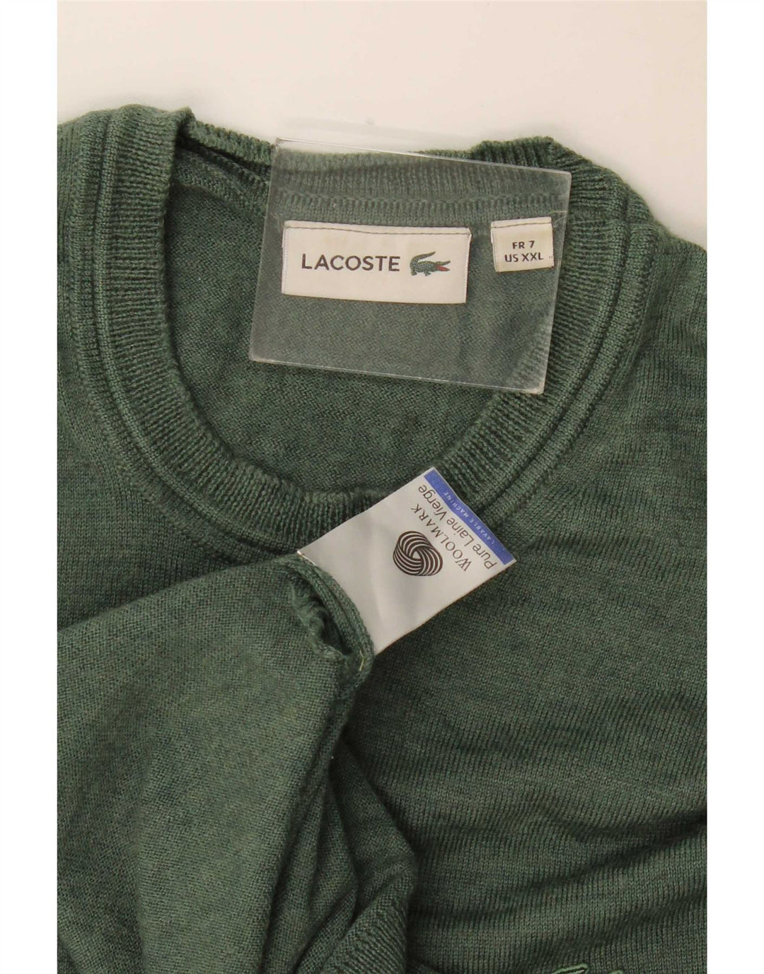 Maglione maglione girocollo da uomo Lacoste taglia 7 2XL lana vergine verde