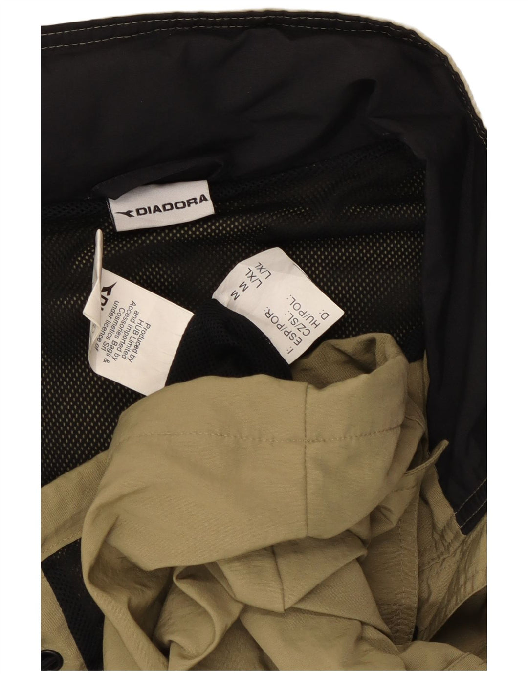 Giacca antipioggia con cappuccio da uomo Diadora UK 40 Large Khaki Poliammide