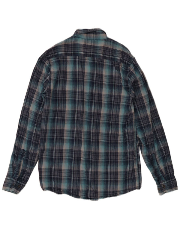 Camicia da uomo in flanella Wrangler a quadri piccoli in cotone blu