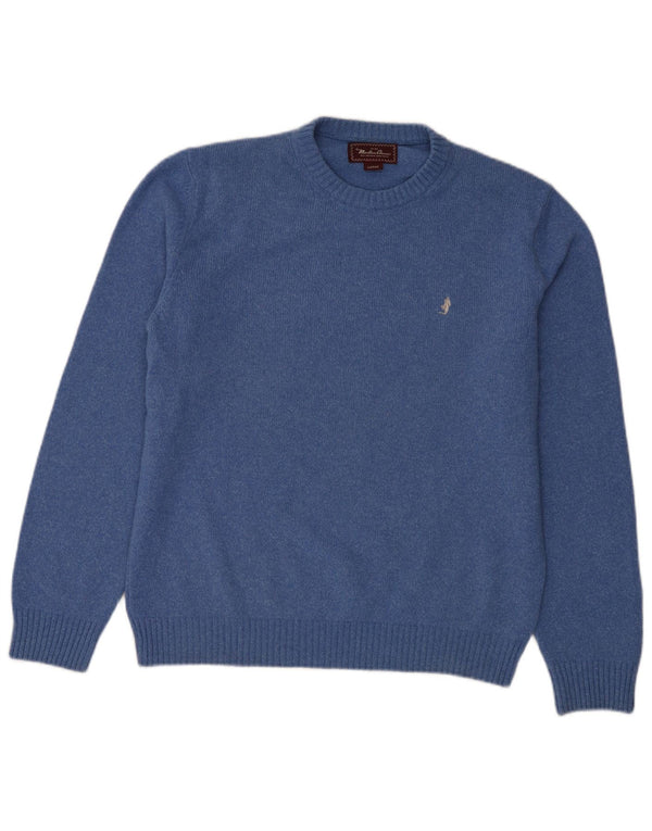 Marlboro Classics Maglione girocollo da uomo in lana blu grande