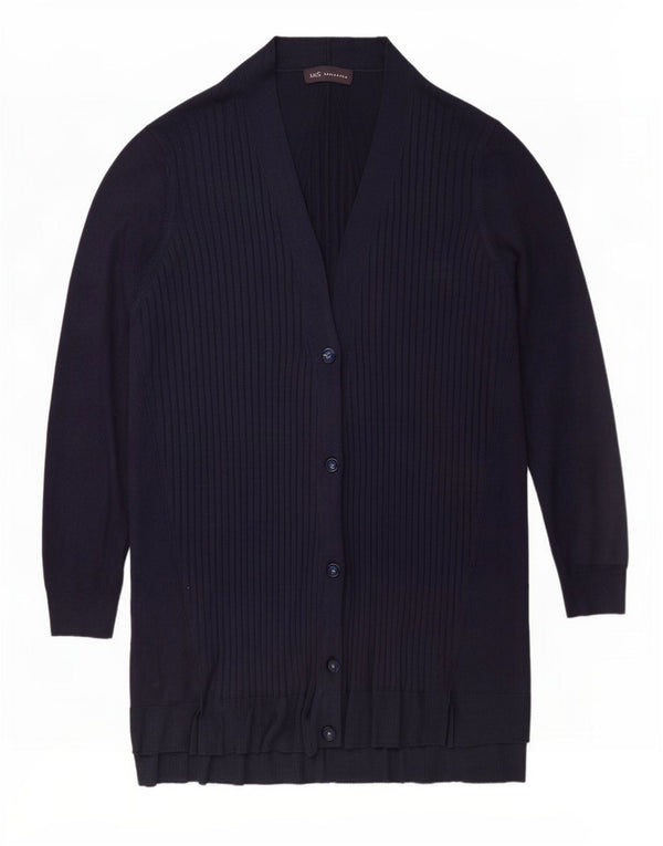 Maglione cardigan lungo da donna Marks & Spencer UK 18 XL viscosa blu navy