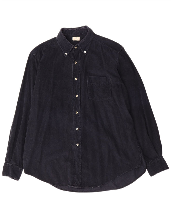 Camicia da uomo in velluto a coste Sisley blu navy medio