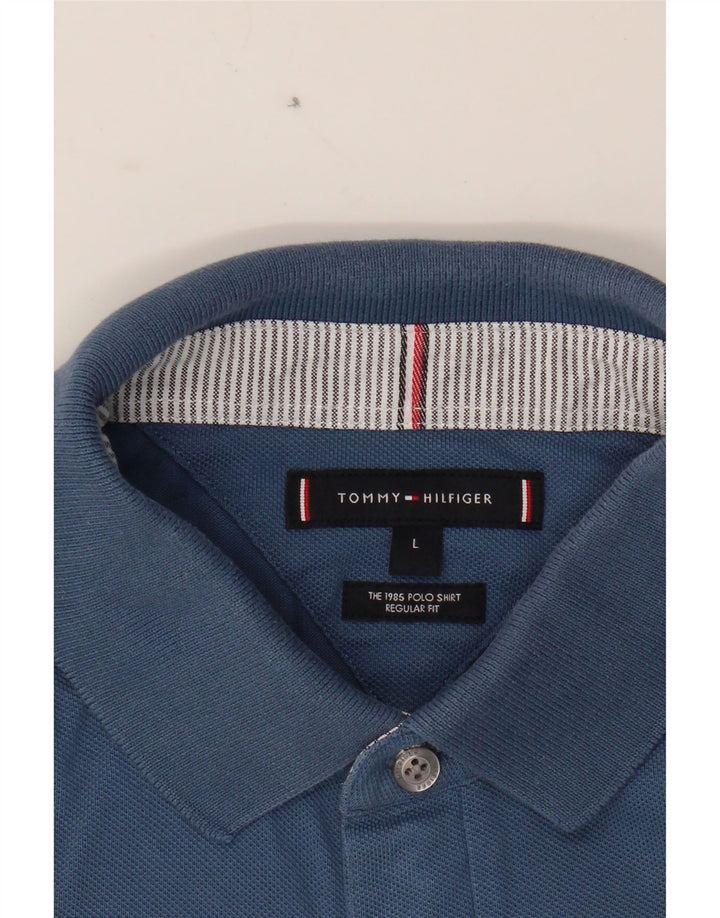 TOMMY HILFIGER Mens Regular Fit Polo Shirt Large Blue Cotton Vintage Tommy Hilfiger and Second-Hand Tommy Hilfiger from Messina Hembry 