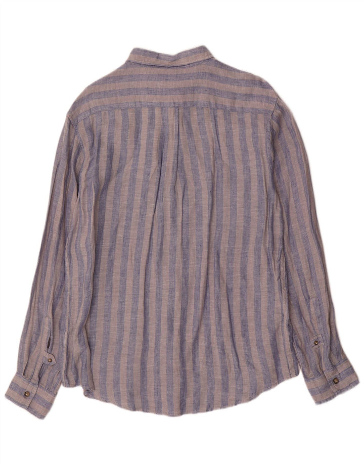 Camicia da uomo di Dack in lino a righe grandi blu
