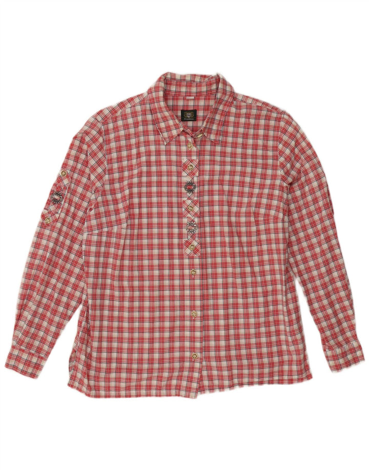 Camicia da donna vintage UK 16 cotone a quadri rossi grandi