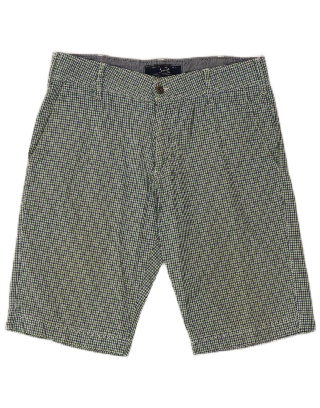 Pantaloncini chino da uomo Scout grandi W34 in cotone a quadri verdi