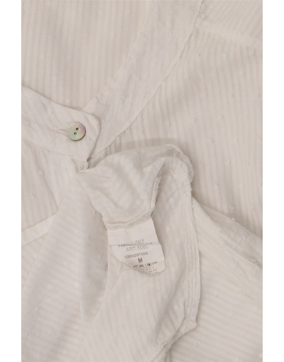 Camicia da donna vintage UK 14 cotone gessato bianco medio