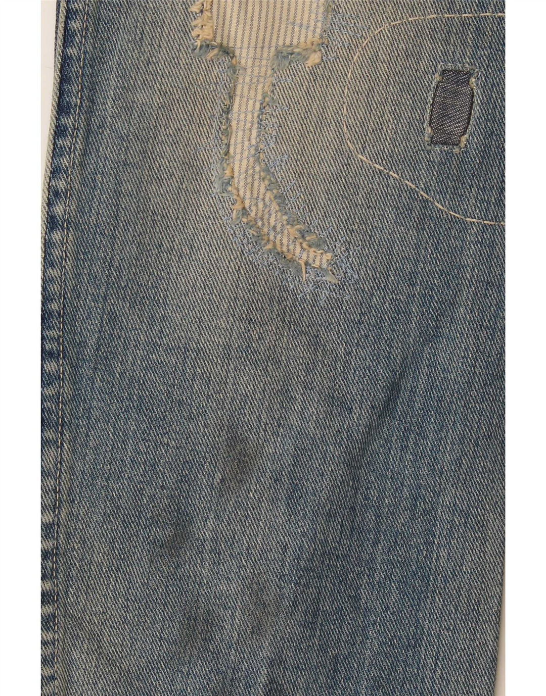 Wrangler Jeans dritti da uomo invecchiati W29 L32 Cotone patchwork blu
