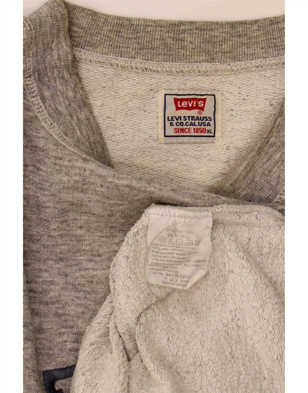 Felpa grafica da uomo Levi's, maglione XL, cotone chiazzato grigio